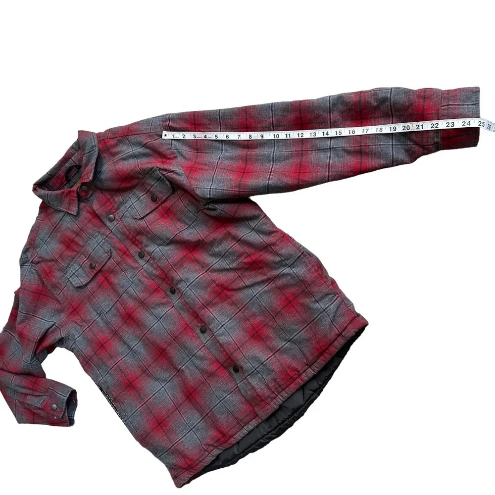 Rugged Elements Men's‎ Red & Grey Plaid Front Snap Shacket with Lining Size: XL